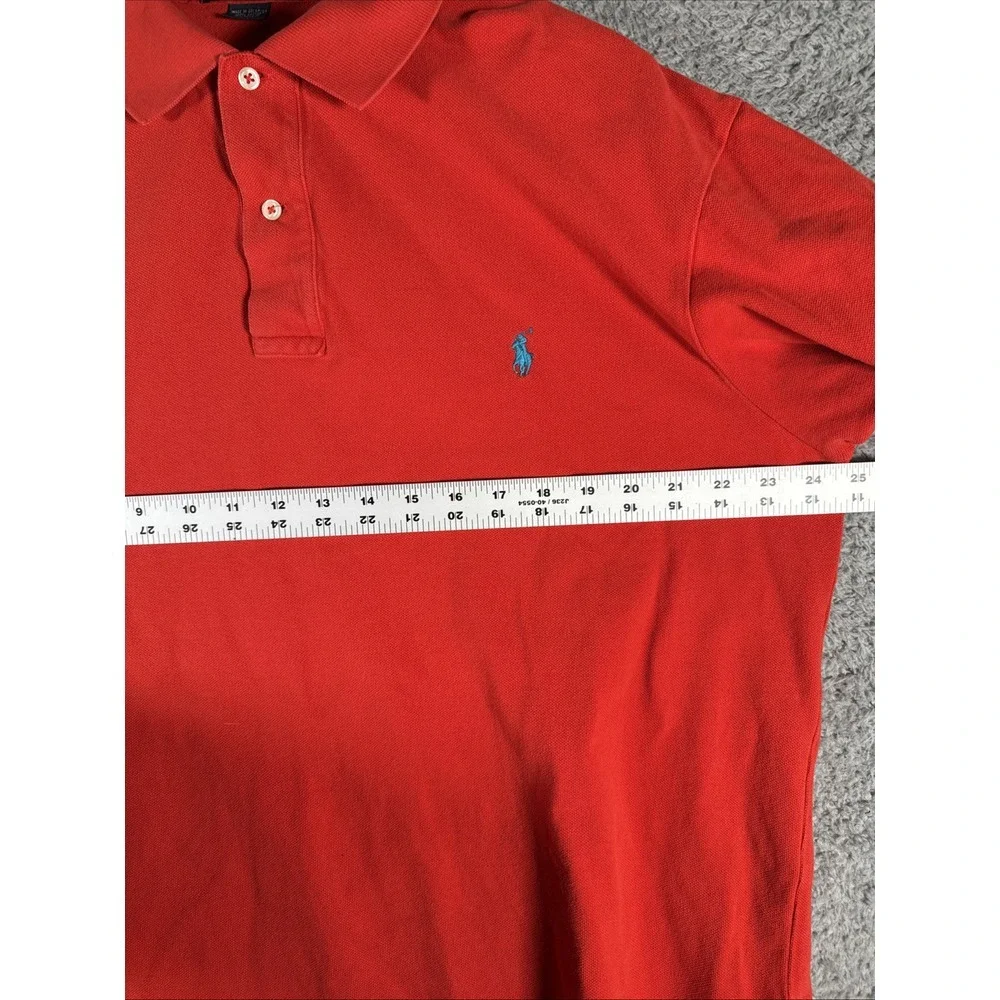 Polo Ralph Lauren Pique Shirt Mens XLT Tall Red Blue Pony‎